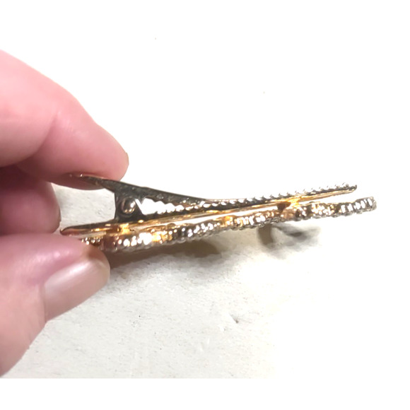 Hair Alligator Clip Barrettes Butterfly Rhinestone Gold Tone - Picture 6 of 6